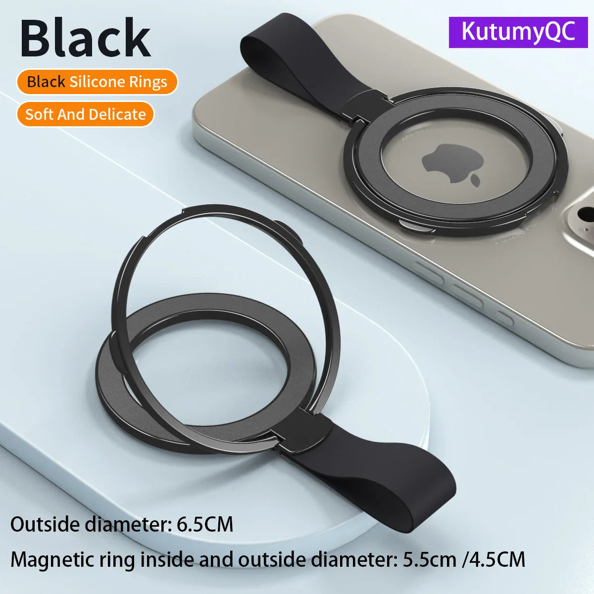 MagneticSafe Phone Holder Compatible with iPhone 12 13 14 15 Series - 6.5CM black-4 - meg